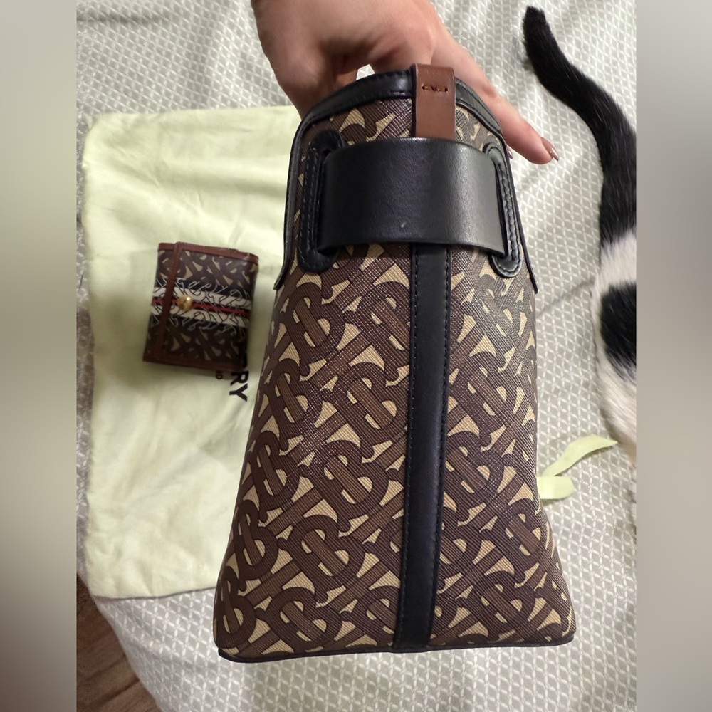 Burberry Brown and Black Monogram Tote with Red Accents - Picture 5 of 8